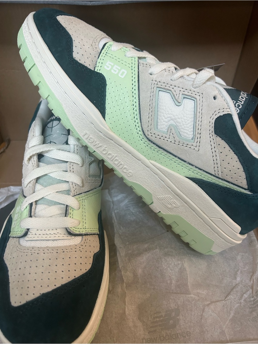 New Balance 550 Sneakers in Mint, Teal & Cream